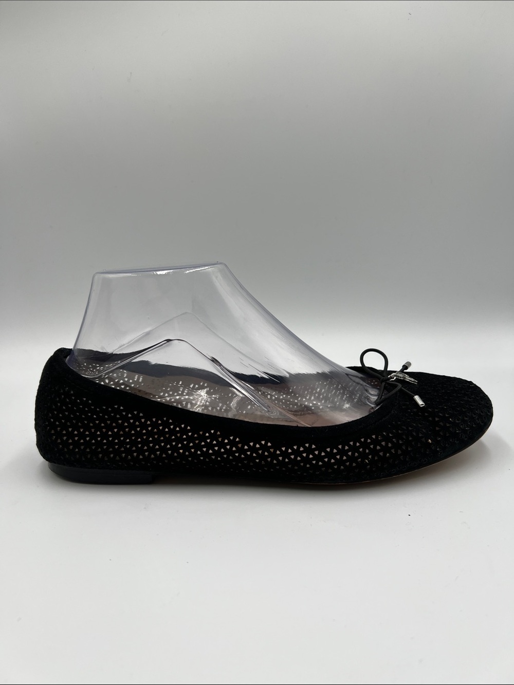 Sam Edelman Felicia ballet flat shoe black perforated suede leather bow preppy 9